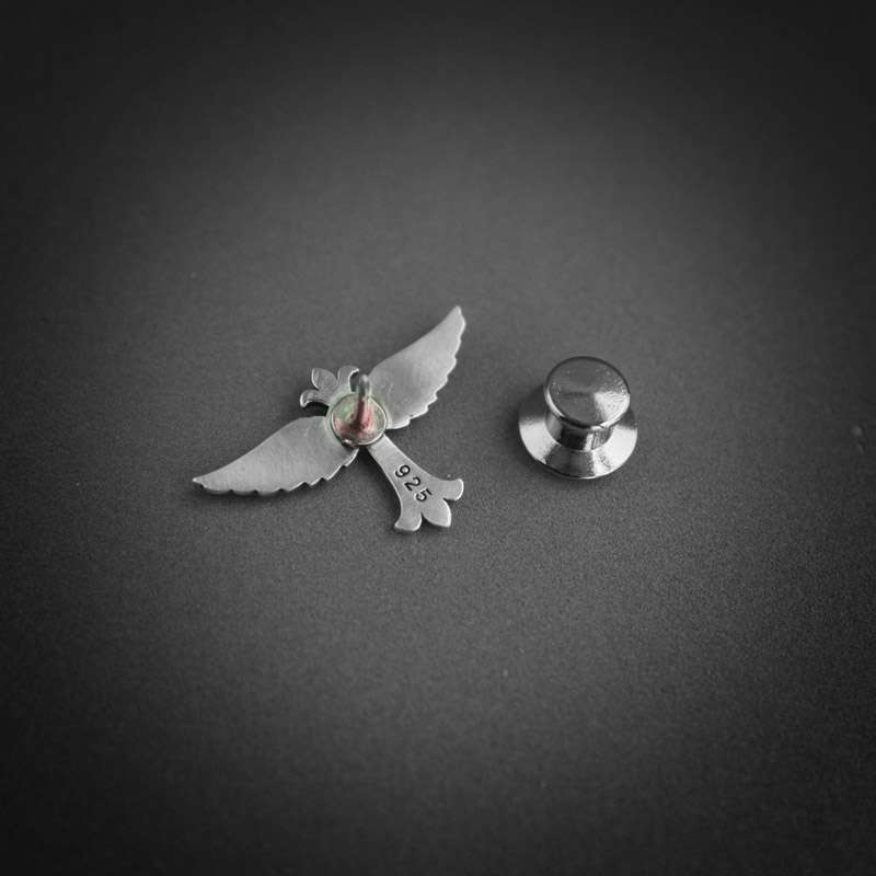 Angel Wings Brooch for Men - 925 Silver Wing Collar Pin - Image 3
