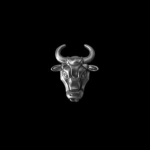 Bull Brooch - 925 Silver Collar Pin and Badge for Men