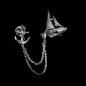 Sailboat Brooch? 925 silver Riding the Waves Suit pocket decoration badge