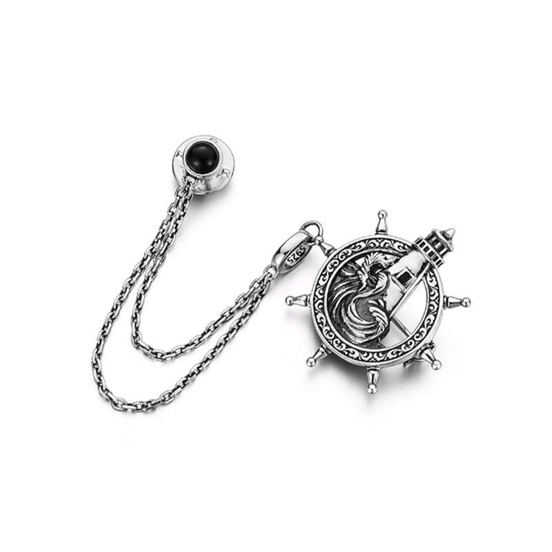 Rudder Brooch for Men - 925 Silver Nautical Lapel Pin - Image 6