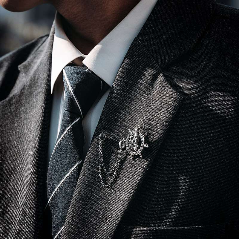 Rudder Brooch for Men - 925 Silver Nautical Lapel Pin - Image 3