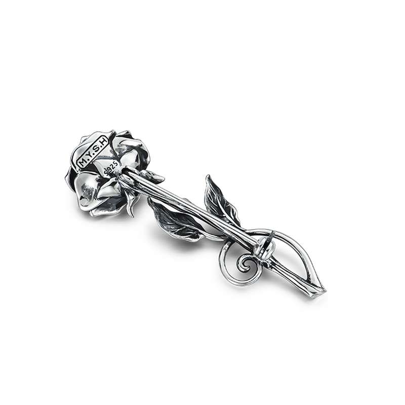 Rose Brooch for Men - 925 Silver Floral Suit Lapel Pin - Image 5