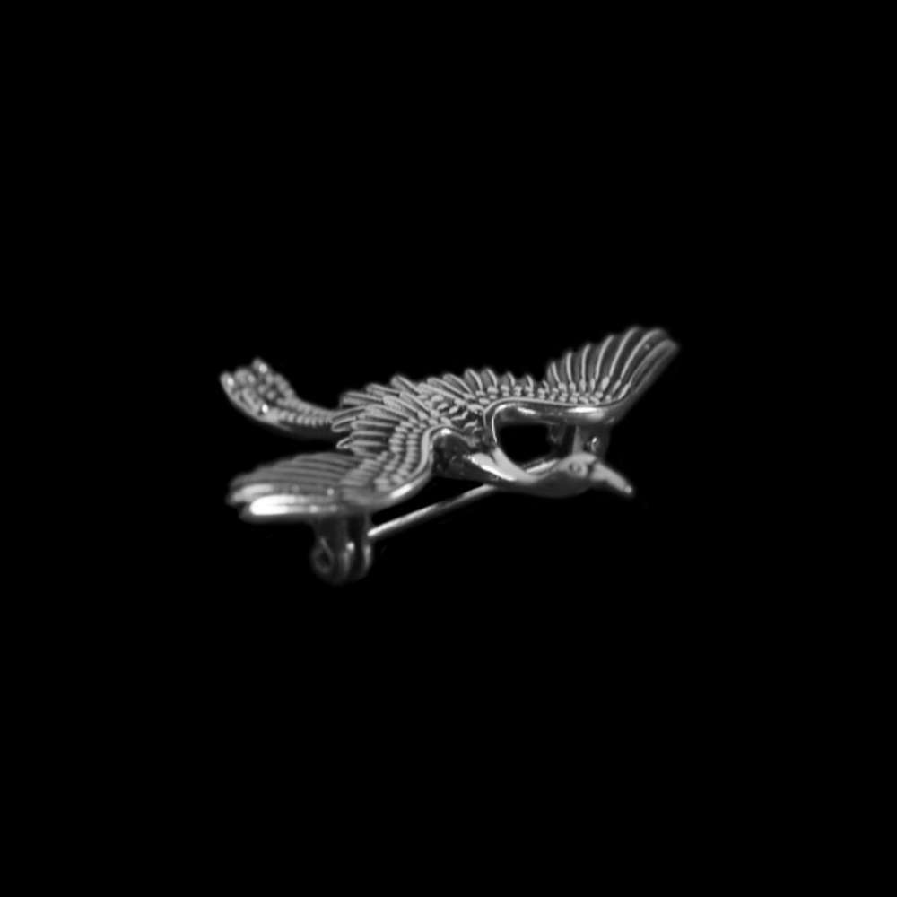 Crane Brooch - 925 Silver Animal Lapel Pin - Image 2