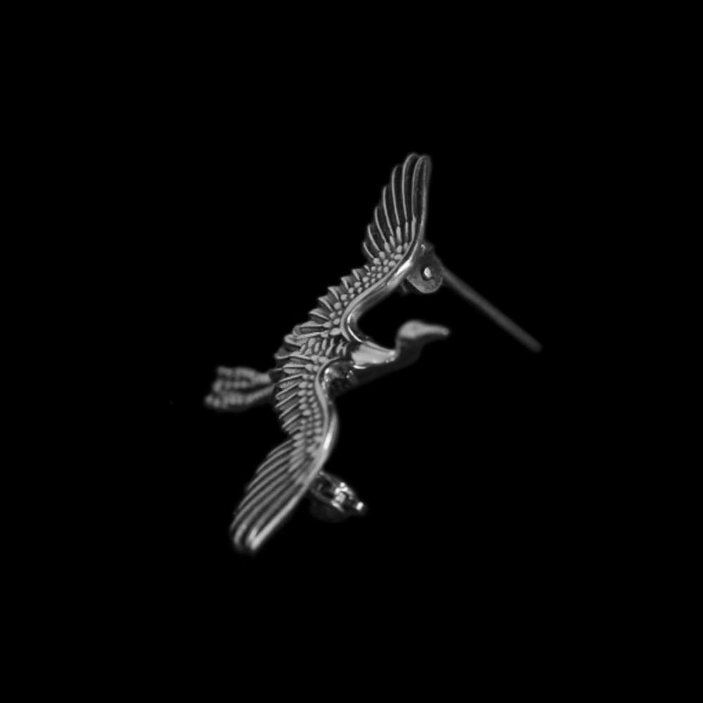 Crane Brooch - 925 Silver Animal Lapel Pin - Image 3