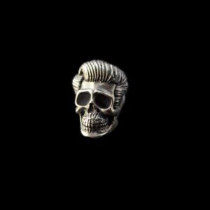 Rockabilly Skull Brooch - 925 Silver Skull Lapel Pin
