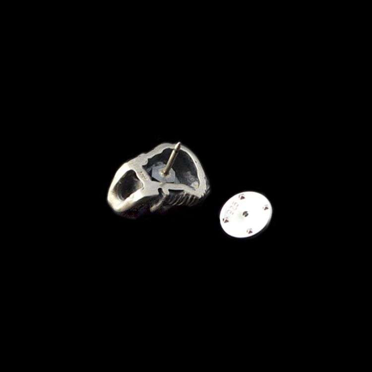 Rockabilly Skull Brooch - 925 Silver Skull Lapel Pin - Image 2