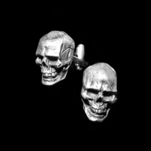 Silver Skull Cufflinks - Handcrafted 925 Sterling Silver Gothic Cufflinks for Men