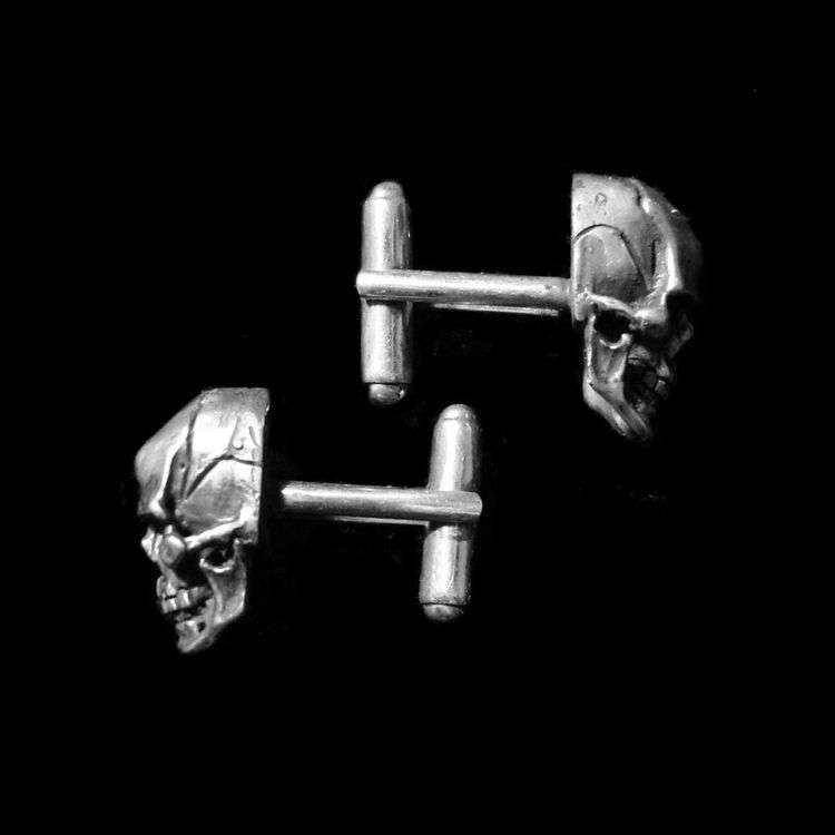 Gothic Skull Cufflinks - 925 Silver Silver Cufflinks - Image 2