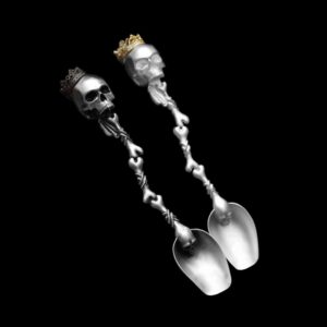 Handmade silver skull spoon accessory