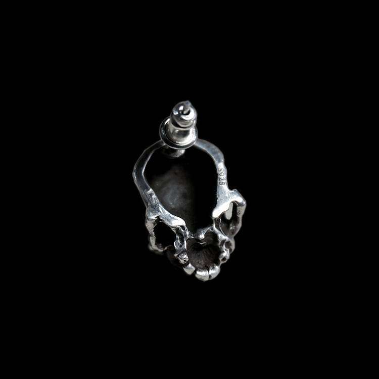 Silver Skull Earrings - 925 Silver Earrings for Men - Image 2