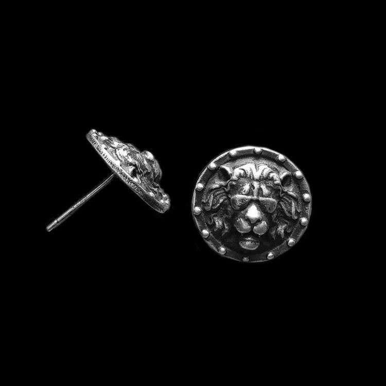 Lion Shield Earrings - 925 Silver Earrings for Men - Image 2