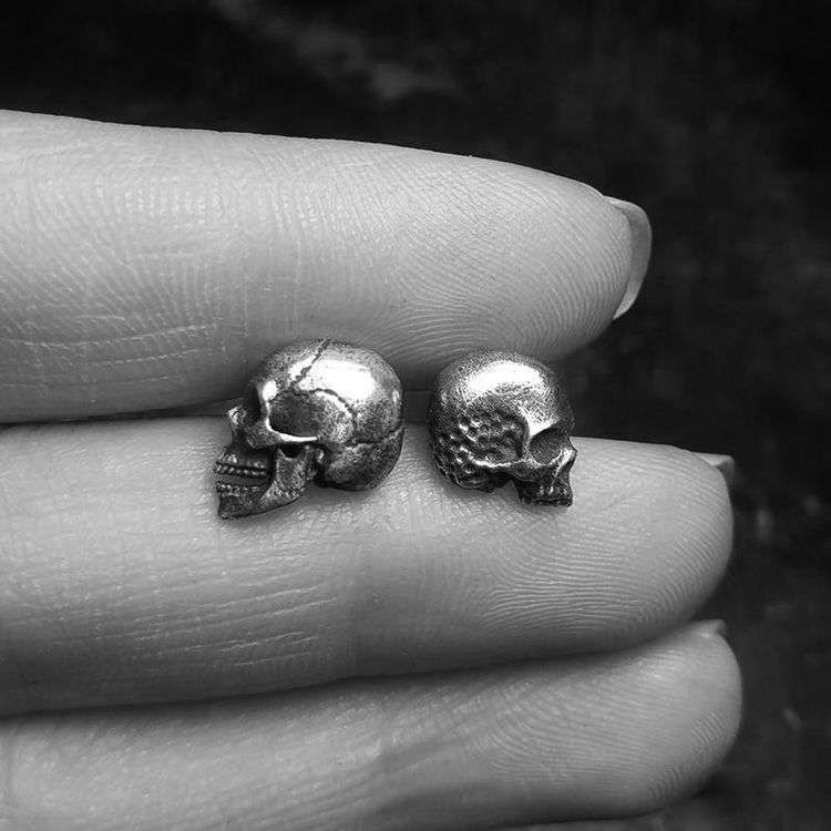 Big and Small Skull Earrings - 925 Silver Earrings for Men - Image 3