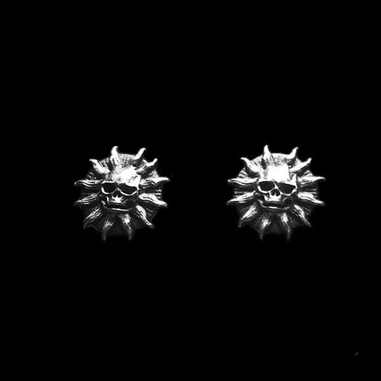 Sun Skull Earrings - 925 Silver Earrings for Men - Image 2