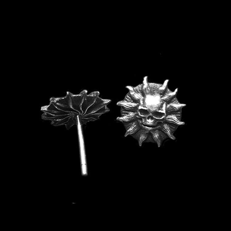 Sun Skull Earrings – 925 Silver Earrings for Men - MENSSKULL 925 silver jewelry