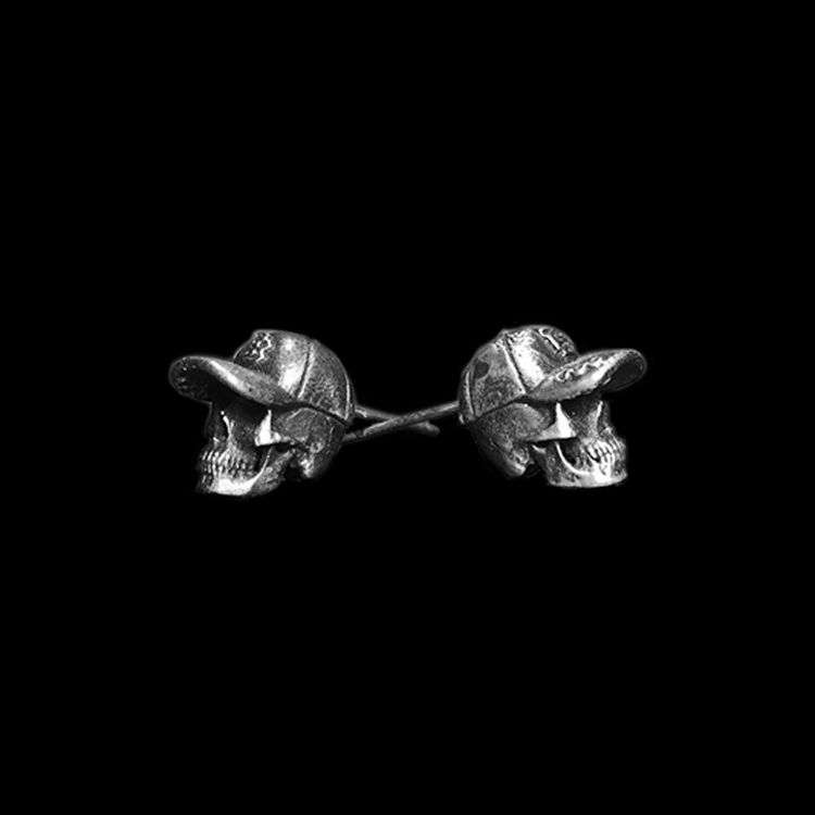Tennis Skull Earrings - 925 Silver Earrings for Men - Image 2