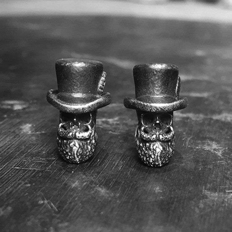 Gentleman Skull Earrings - 925 Silver Earrings for Men - Image 4
