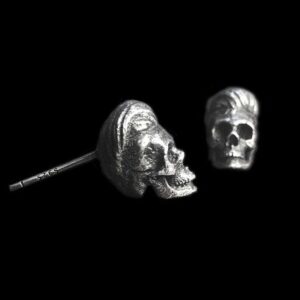 Slicked Back Skull Earrings - 925 Silver Earrings for Men