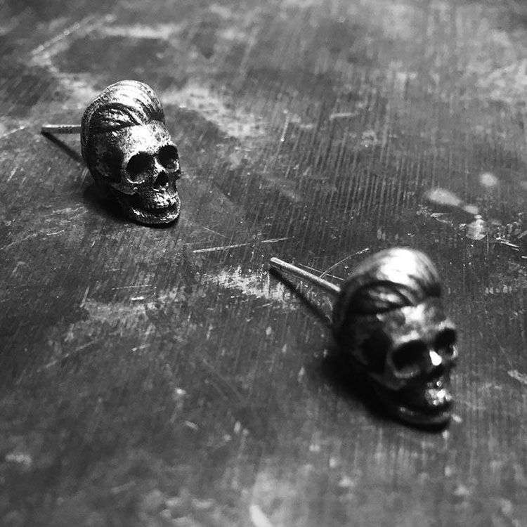 Slicked Back Skull Earrings - 925 Silver Earrings for Men - Image 3