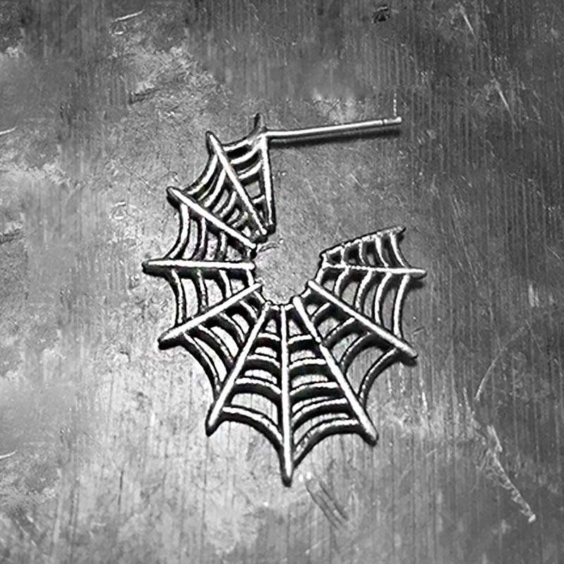 Spider Web Earrings - 925 Silver Silver Spider Earrings - Image 2