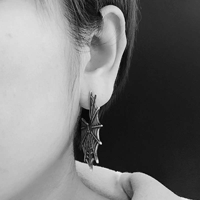 Spider Web Earrings - 925 Silver Silver Spider Earrings - Image 3
