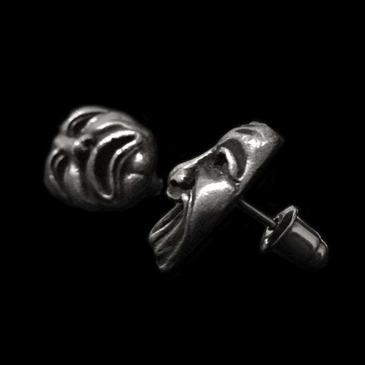 Cry and Smile Earrings - 925 Silver Earrings for Men - Image 2
