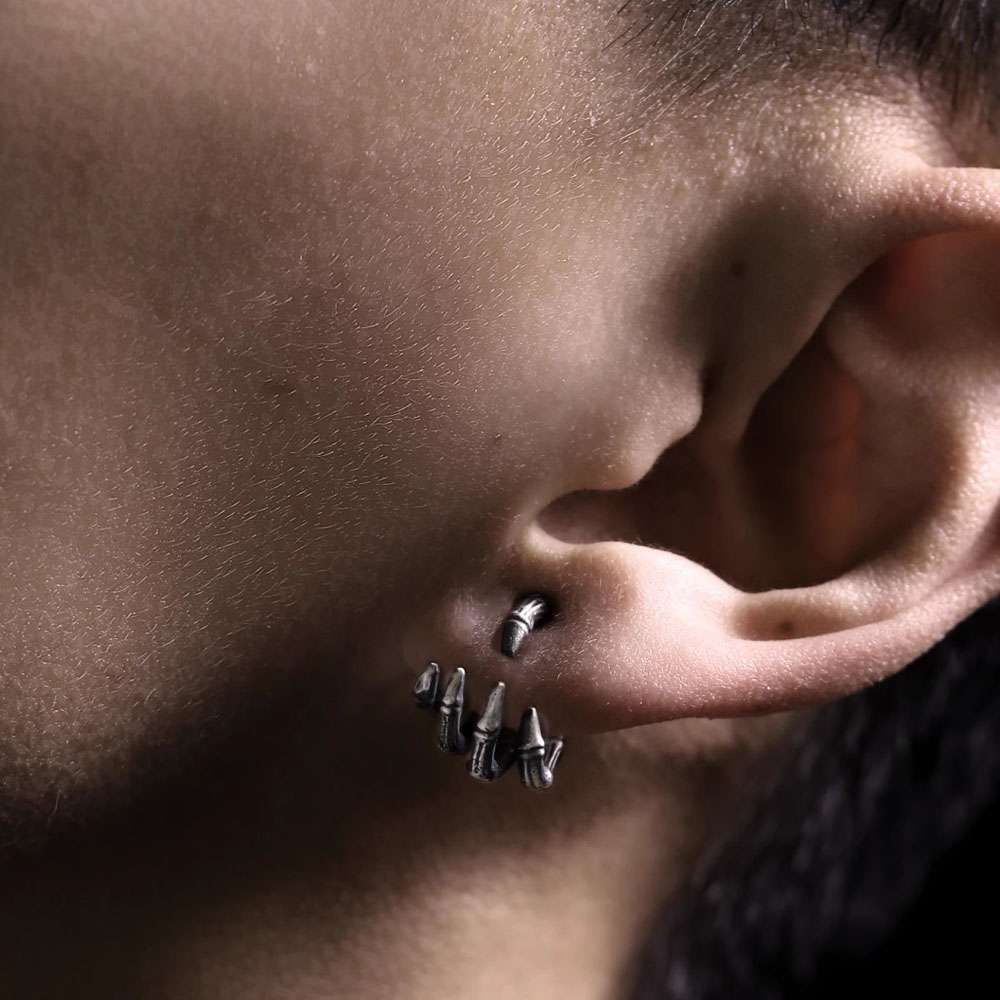Skull Hand Earrings - 925 Silver Silver Skull Earrings - Image 4