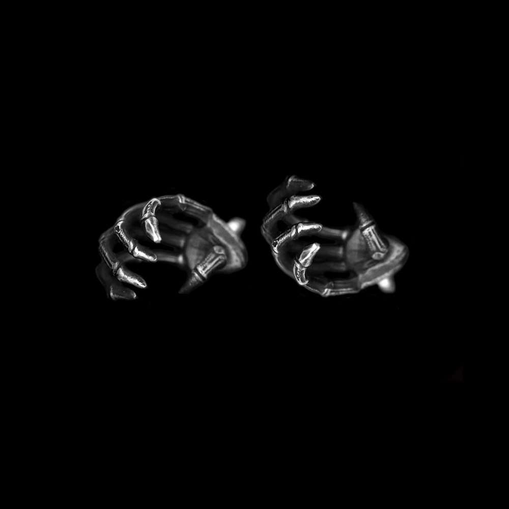 Skull Hand Earrings – 925 Silver Silver Skull Earrings - MENSSKULL 925 silver jewelry