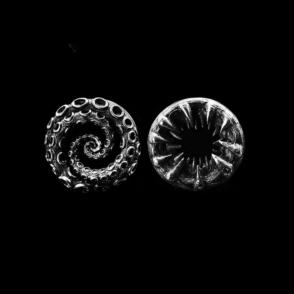 Shoggoth Ear Tunnels – Stainless Steel Gothic Ear Plugs - MENSSKULL 925 silver jewelry