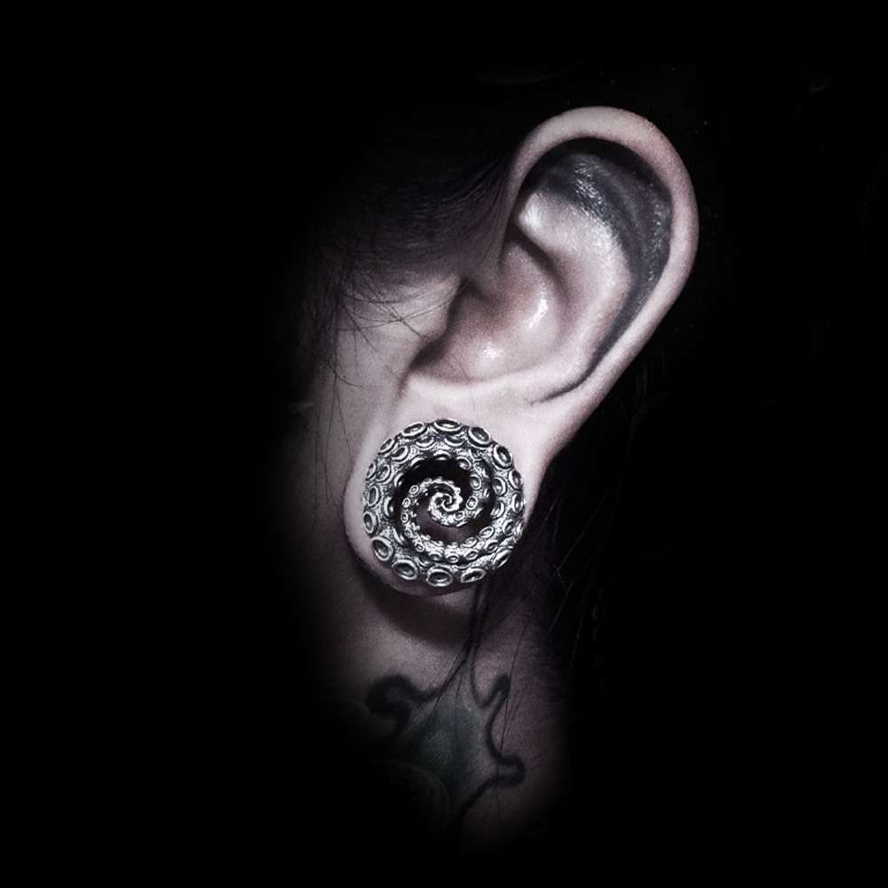 Shoggoth Ear Tunnels - Stainless Steel Gothic Ear Plugs - Image 8