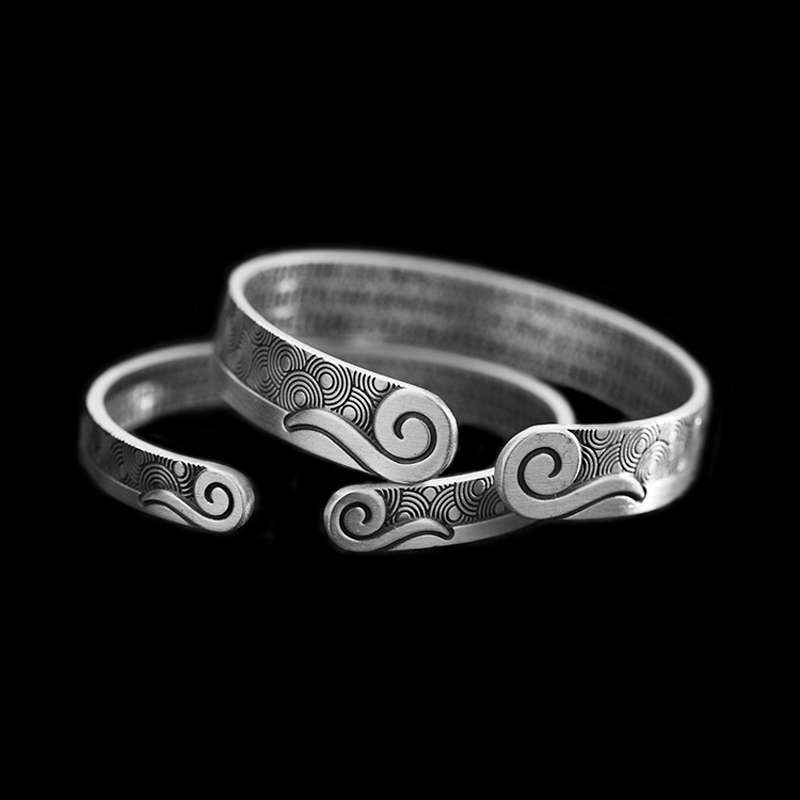 Auspicious Cloud Bracelet – 925 Silver Silver Bracelet - MENSSKULL 925 silver jewelry
