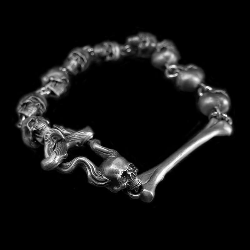 Nightmare Skull Bracelet - Handmade 999 Silver Bracelet - Image 2