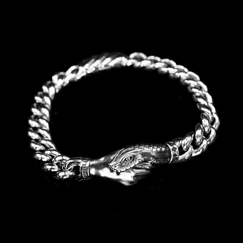 Serpent Silver Bracelet – 925 Silver Silver Snake Bracelet - MENSSKULL 925 silver jewelry