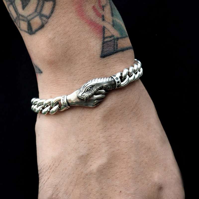 Serpent Silver Bracelet - 925 Silver Silver Snake Bracelet - Image 6