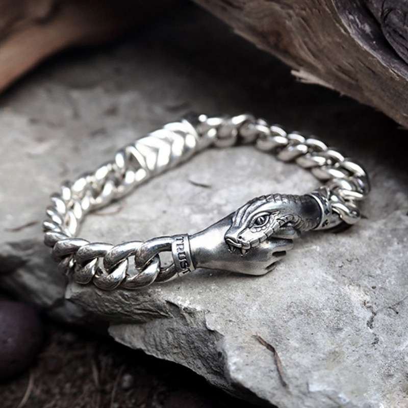 Serpent Silver Bracelet - 925 Silver Silver Snake Bracelet - Image 3