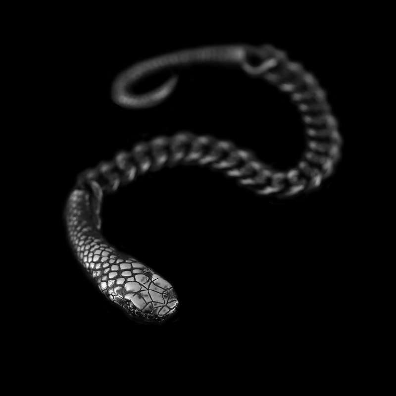 Handmade Snake Bracelet for Men - Sterling Silver Serpent Bracelet - Image 2