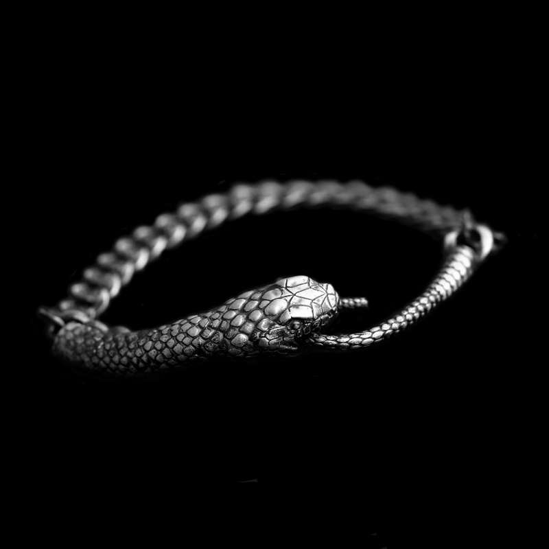 Handmade Snake Bracelet for Men - Sterling Silver Serpent Bracelet - Image 3