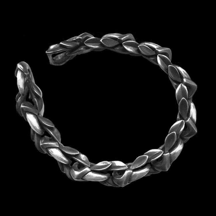 Laurel leaf link bracelet in 925 sterling silver