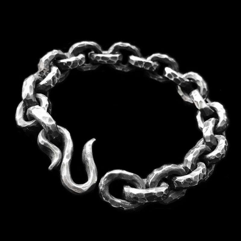 Textured Hook Link Bracelet - 925 Sterling Silver - Image 2