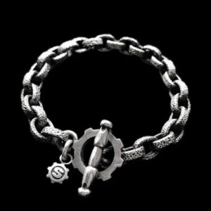 Meteorite Pit Heavy Metal Bracelet - 925 Silver Bracelet
