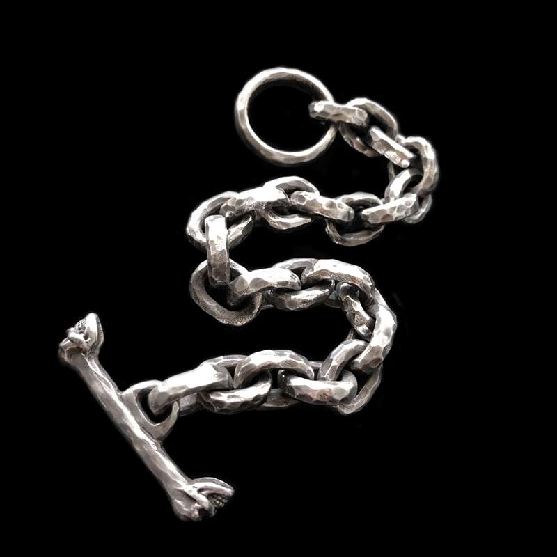 Knife Marks Skull Bracelet - 925 Silver U Buckle Bracelet - Image 3