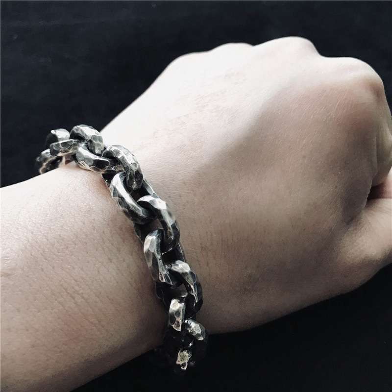 Knife Marks Skull Bracelet - 925 Silver U Buckle Bracelet - Image 4