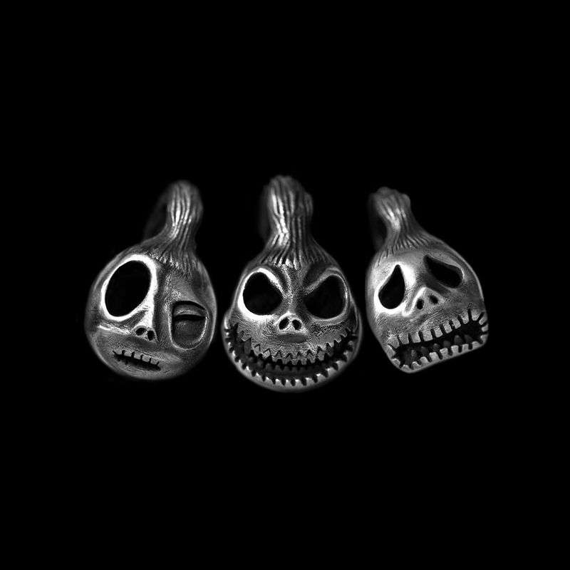 Pumpkin Skull Jack - 925 Silver Pendant Necklace for Men - Image 4