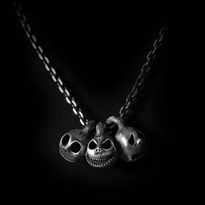 Pumpkin Skull Jack – 925 Silver Pendant Necklace for Men - MENSSKULL 925 silver jewelry
