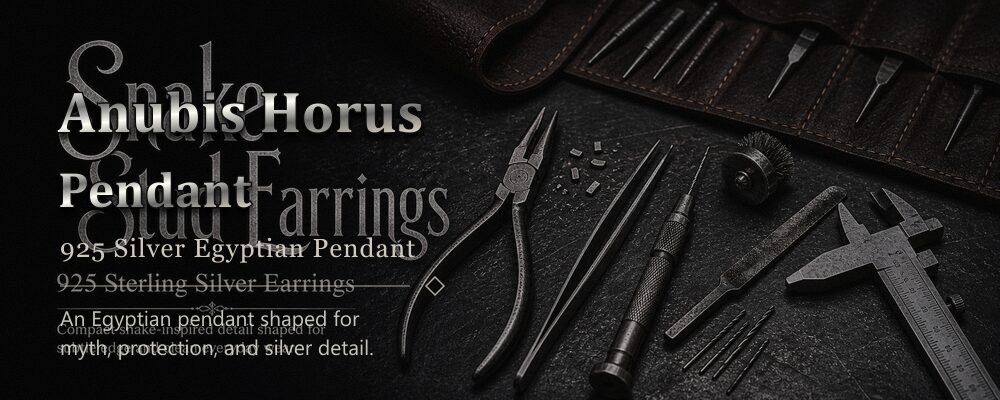 Anubis Horus pendant 925 sterling silver metalsmith tools workshop banner
