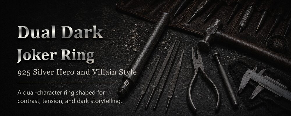 Batman Joker ring 925 sterling silver metalsmith tools workshop banner