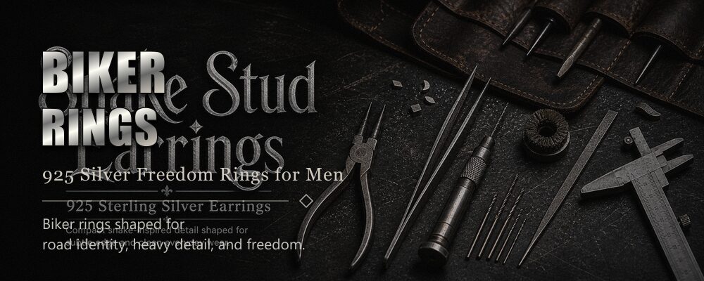 biker rings 925 sterling silver as listed metalsmith tools workshop banner