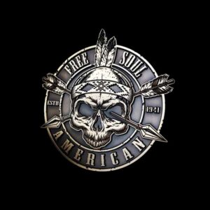 Handmade brass Indian skull car badge