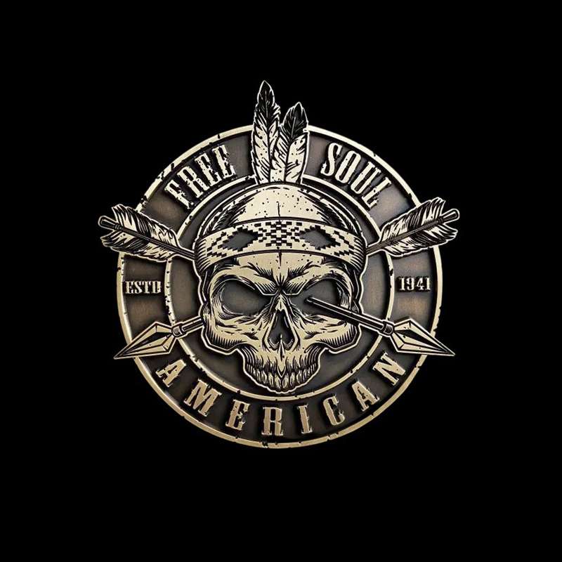 Indian Skull Brass Car Badge - Handcrafted Brass Skull Emblem with 3M Adhesive - Image 2