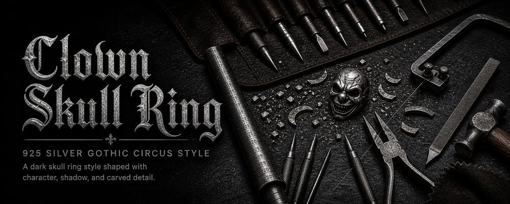Clown Skull Ring MENSSKULL silver jewelry making tools banner