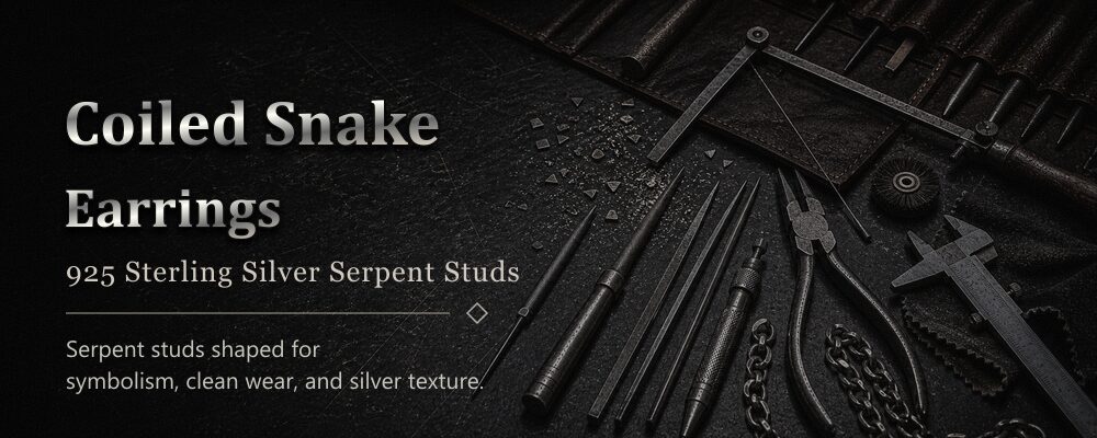 coiled snake earrings 925 sterling silver metalsmith tools workshop banner